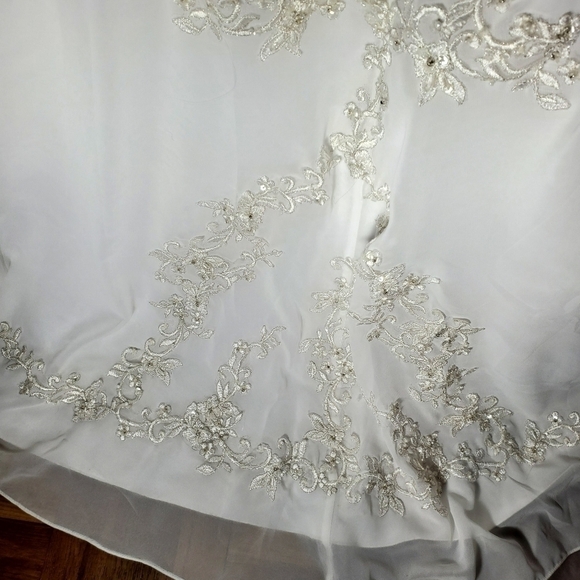 David's Bridal Empire Waist A-Line Wedding Dress - Picture 8 of 16